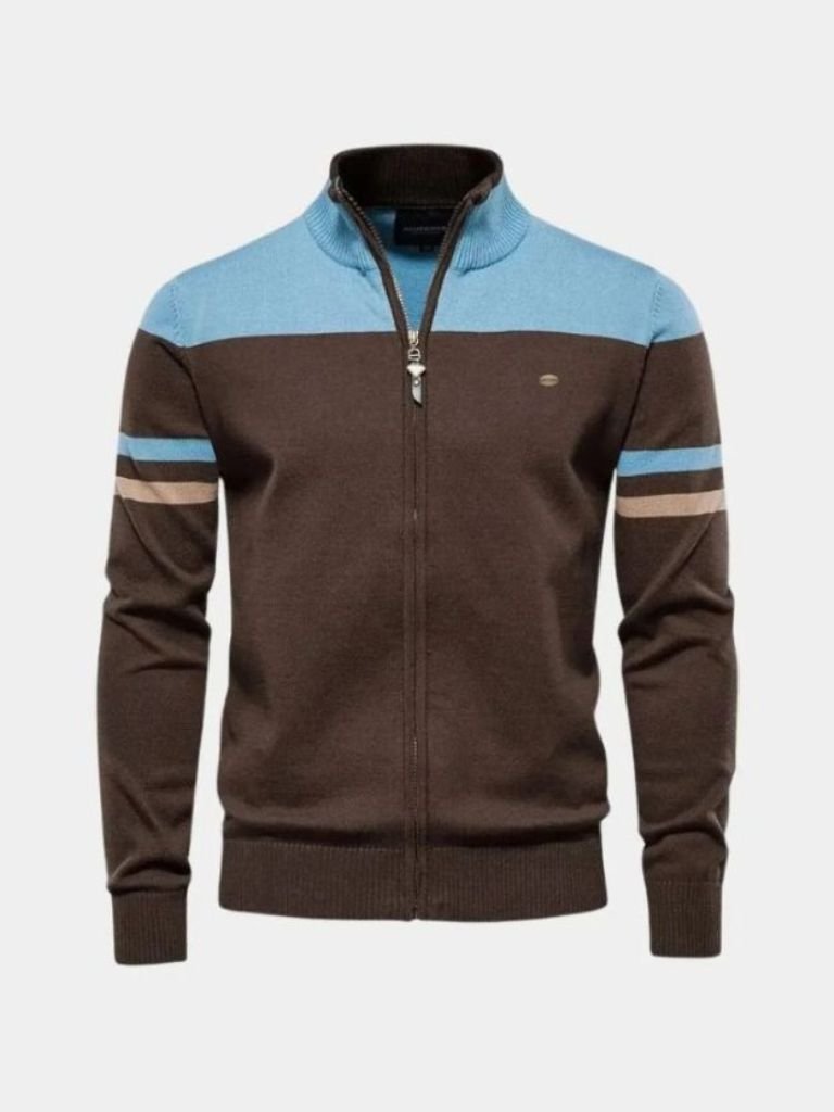 Cárdigan Tejido con Cierre y Cuello Alto