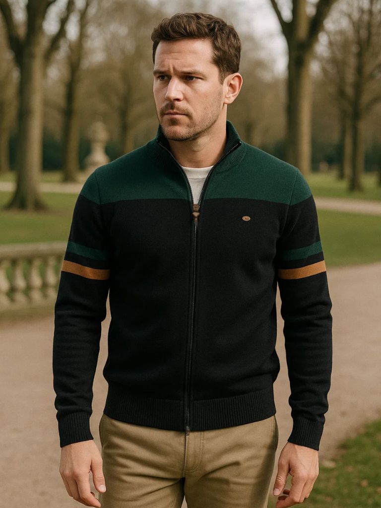 Cárdigan Tejido con Cierre y Cuello Alto