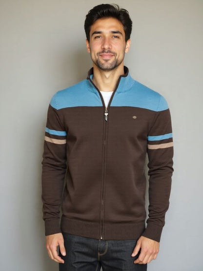 Cárdigan Tejido con Cierre y Cuello Alto